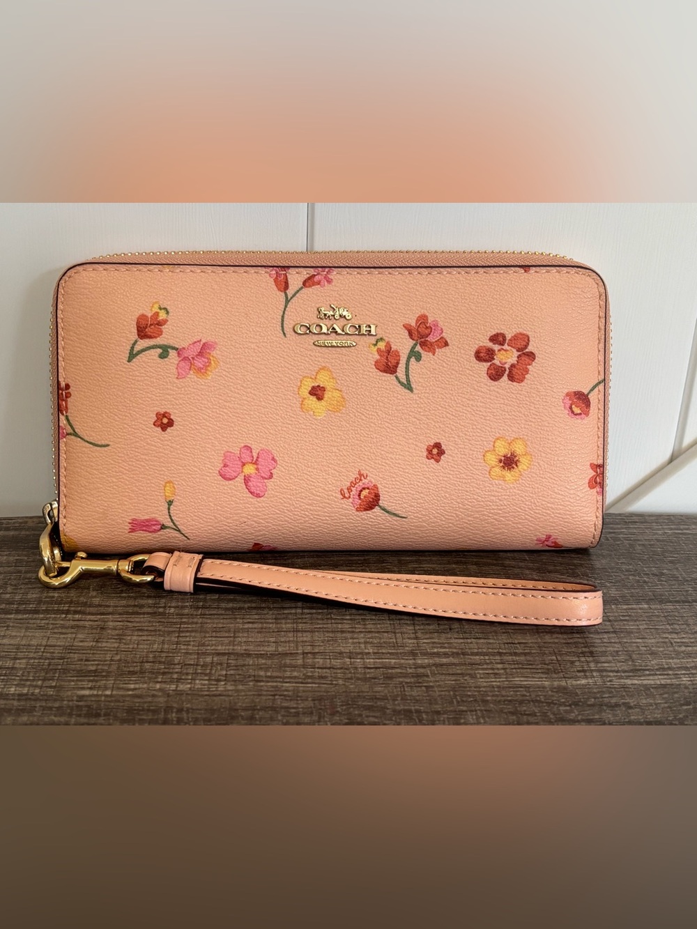 Coach Long Zip Around Wallet With Pink Mystical Floral Print